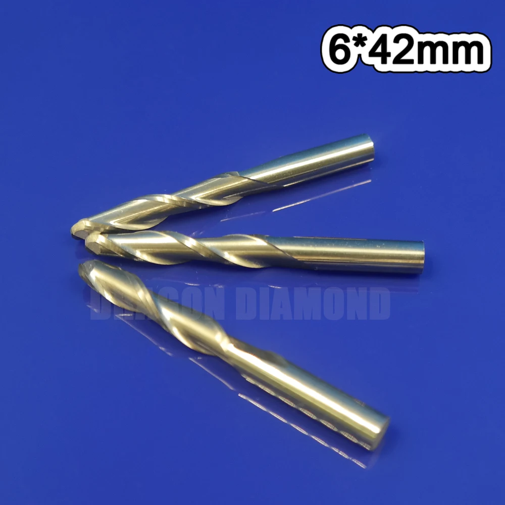 6mm*42mm 5pcs Two sprial Ball nose milling cutter Carbide ball nose end mill cnc router bits for