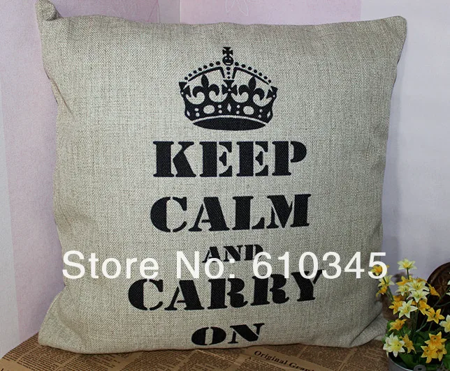 Keep Calm и Carry On льняная наволочка/декоративная подушка 45CX45CM натуральный грунт