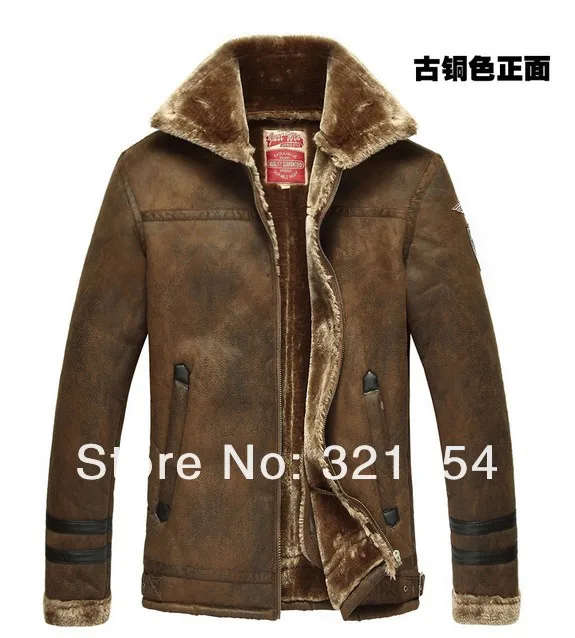 Меховая кожа, мужская с отворотом, утолщенная, шерстяная кожаная куртка пилот, скандинавские воздушные силы, зимняя, желтая, повседневная