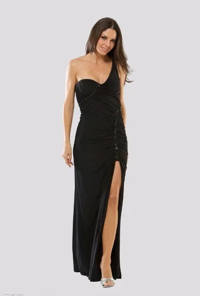 Новая мода vestidos de festa торжественное платье с асимметрией на одно плечо сексуальное элегантное для вечеринки, для выпускного черные длинные вечерние платья