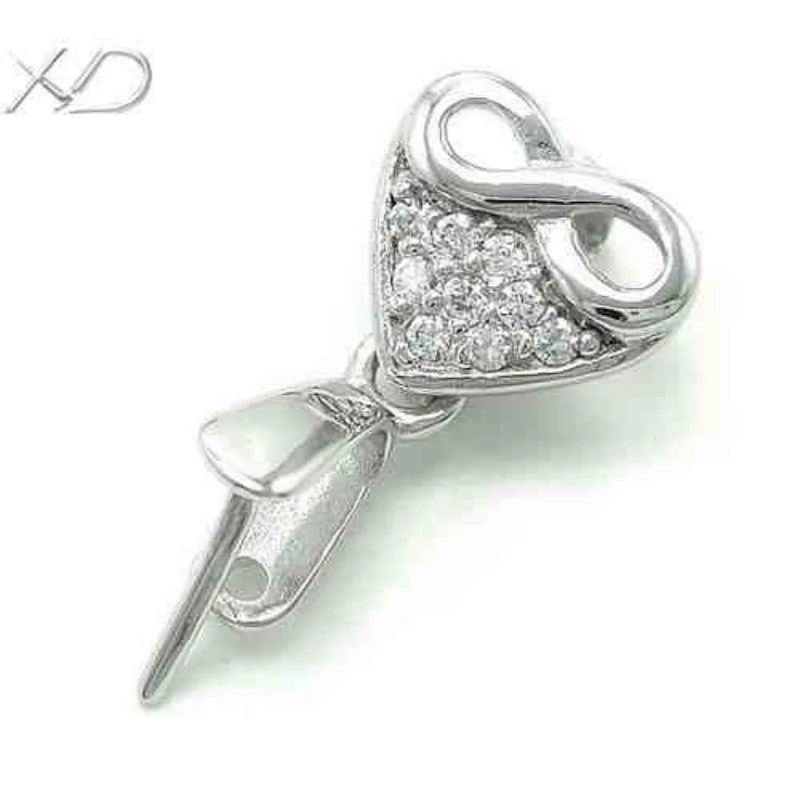 XD 925 sterling silver heart charm clasp with figure 8 sterling silver