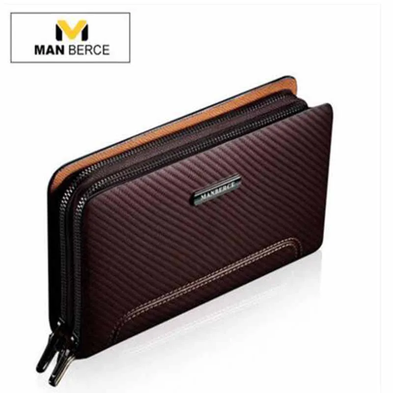 Men Wallets Zipper Large Capacity Mens Wallet Business Casual Famous Brand Genuine Leather ...