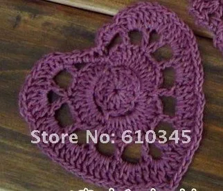 Дизайн сердца хлопок ручное вязание крючком Doily, подстаканник, кроше аппликация 9 см X 8 см 20 шт/лот CD041-S