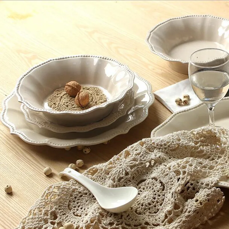 Керамический поднос для фруктов, керамическая рельефная керамическая тарелка в западном стиле, кухонный инструмент, стол, столовая посуда, керамические тарелки, кухонные инструменты, десерт