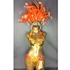 Пикантные Samba Rio карнавальный костюм живота Танцевальный костюм с ярко-розовый Цвет& orange перо головной убор - Цвет: gold with orange