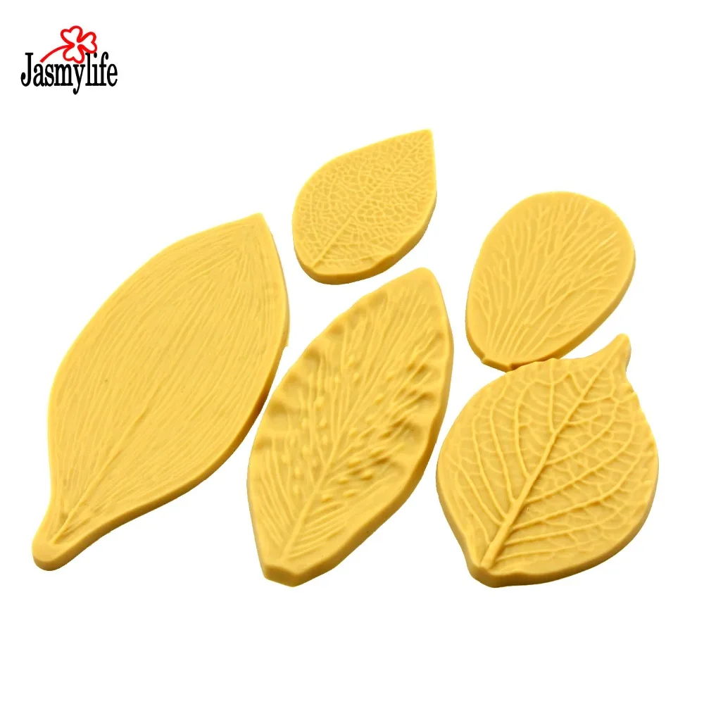 

Eco-Friendly 5pcs/set Silicone 3D Mold Leaf Cookware Dining Bar Non-Stick Cake Decorating Tools Fondant Soap Lace Mold