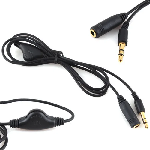 Комплект из 2 предметов, новинка, 3,5 мм M/F 1 м стерео наушники Audio eXtension Cord кабель с объемным Управление#8695