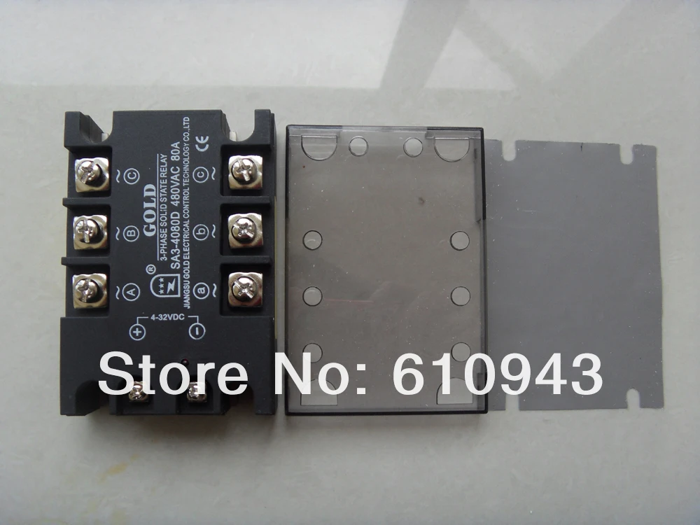 SA34080D 80A, 4-32VDC, 40-530VAC DC-AC трехфазное твёрдотельное реле