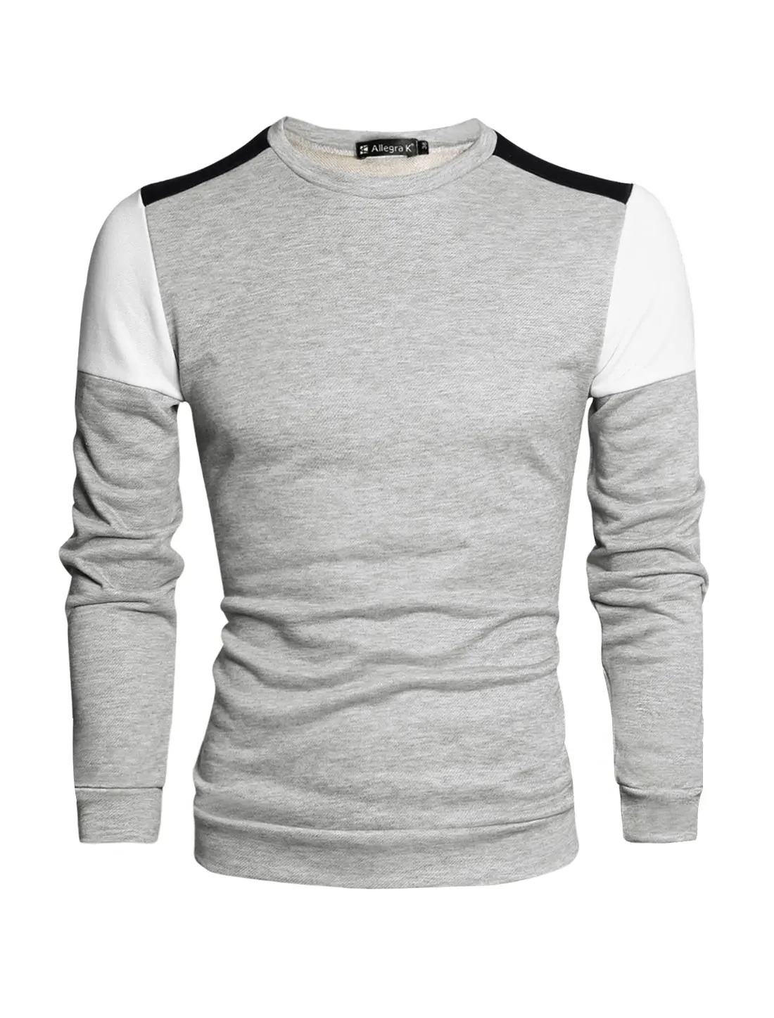 Allegra K Men Color Block Long Sleeves Shoulder Panel Crew Neck T-Shirt | Мужская одежда