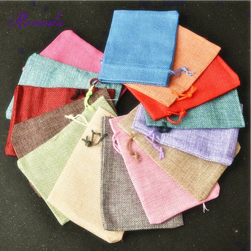 

Jute Bag Drawstring burlap bags Gift Candy Beads Bags for Handmade Soap Storage/ Wedding Decor 100pcs 9.5*13cm 13colors Can Pick