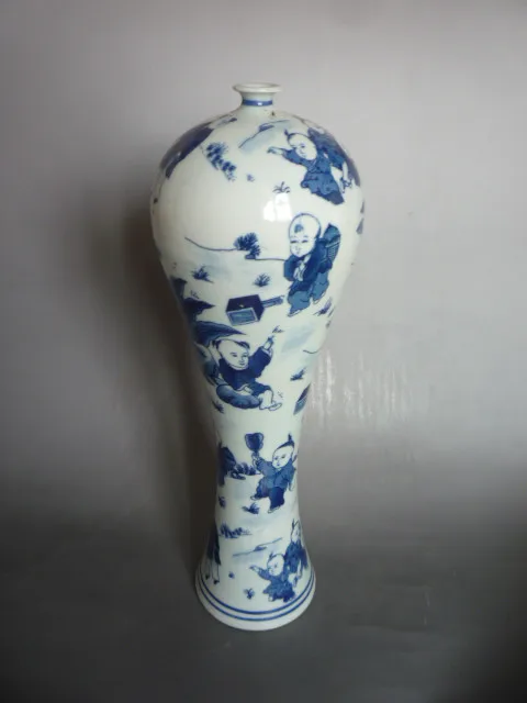 Редкие Цяньлун (1711-1799) Цинхуа porcelainchildren игровая диаграмма ваза, лучшая коллекция и украшения, Бесплатная доставка