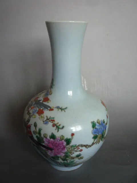Редкие daoguang (1782-1850) Famille Розы Птица фарфоровая ваза, лучшая коллекция и украшения, Бесплатная доставка