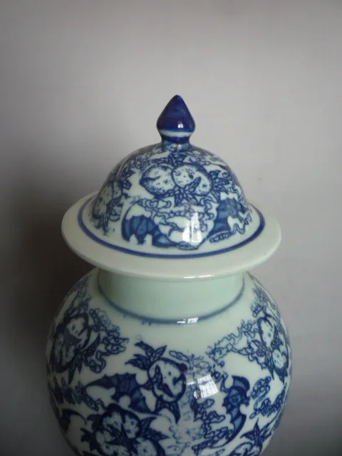 Редкие Цяньлун (1711-1799) Цинхуа porcelainbat и персики ваза, лучшая коллекция и украшения, Бесплатная доставка
