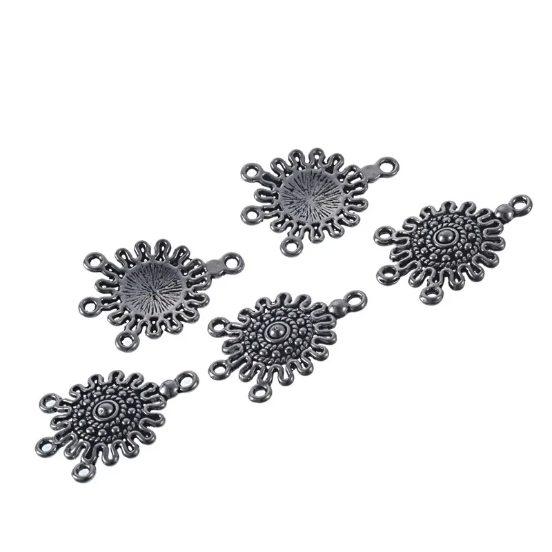 MJARTORIA 125Pcs Vintage Flower Shape Metal Charm Connectors For