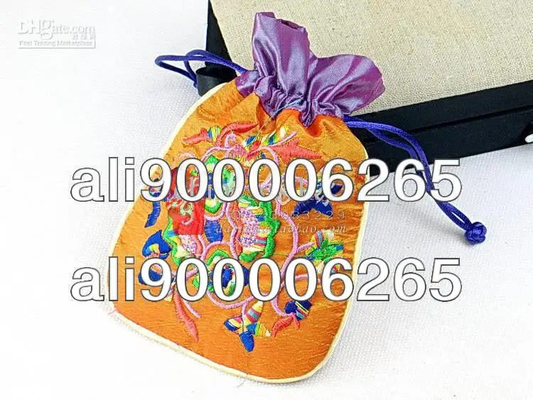 Китайские вышитые атласные сумки для ювелирных изделий тканевый мешочек на шнурке маленькие подарочные пустые чайные пакетики для конфет Свадебные Сумки