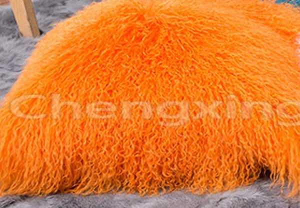 CX-D-04S супер мягкий плюшевый чехол для подушки из монгольского меха ягненка - Цвет: orange