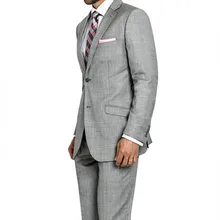 2 кнопки лацканы Grey Sharkskin Slim Fit костюм Красивый смокинг для жениха одежда официальная Вечеринка Для мужчин костюмы индивидуальный заказ Лидер продаж