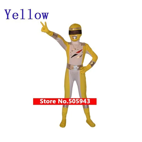 Free Shipping Cheap Wholesale Children Full Body Power Ranger Superhero Lycra Zentai Suit Halloween Costume KC2017 (3)