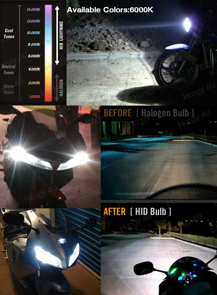Мотоциклетная фара Hid комплект мотоциклетная лампа для Harley Davidson FXDS& FXDB Dyna H4 3000 K, 4300 K, 6000 K, 8000 K, 10000K