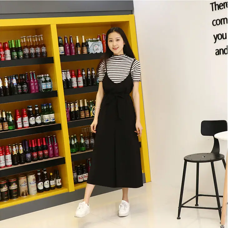 Fashion Korean Style Strap Solid Wide Leg Pants With Fasten Belt Loose Casual Camisole Chiffon Off Shoulder Jumpsuit For Women 14