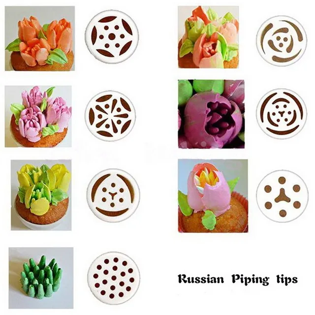 7Pcs1 набор Типов Выпечки Русский Тюльпан Торт Сопла Торт Flower Чайник Торт Обледенение труб Насадки Отделка Советы Крем Десерт Чайник