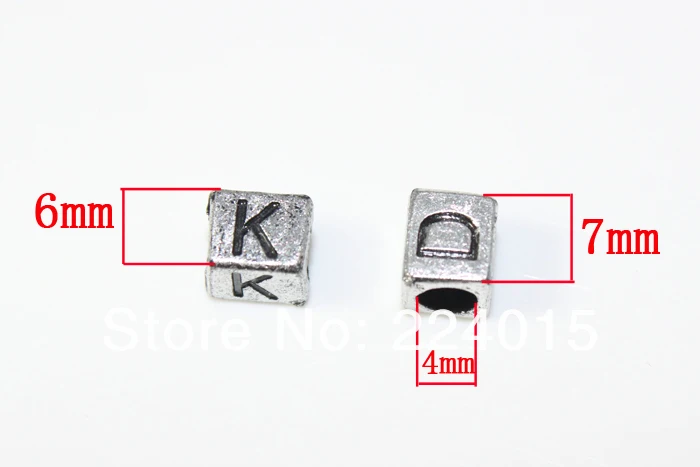 200 шт/6*7 мм серебристо-серый пластик квадратной формы большое отверстие буквы/Алфавит бусины подходят браслет и ожерелье DIY