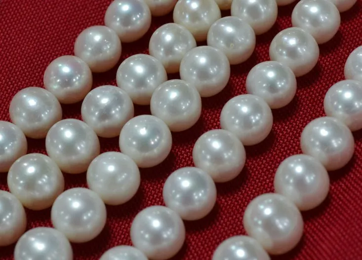 Жемчуг Цепочки и ожерелья Strand Строка Jewelry Бусины аксессуар, 10-11 мм большой Размеры, Круглый Форма, белый Цвет