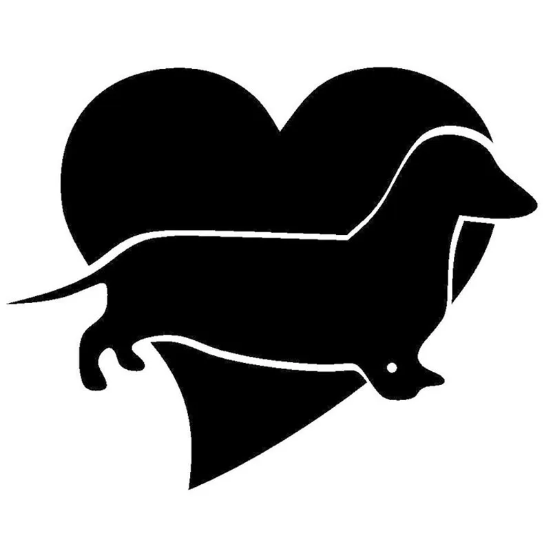 

12.7*10CM I LOVE MY DACHSHUND Dog Decals Lovely Cartoon Car Styling Decorative Personality Stickers Black/Silver C4-0234