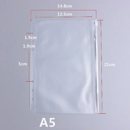 A5 zipper bag 6holes A4 B5 A5 A6 A7 спиральная застежка-молния сумка планировщик, прозрачный вкладыш молнии Карманы кредитные карты карманы - Цвет: A5 zipper bag 6holes