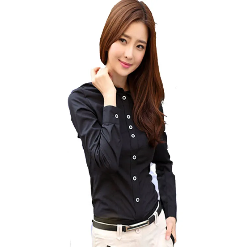 2016 Autumn Clothes Women Tops Black Long Sleeve Blouse ...