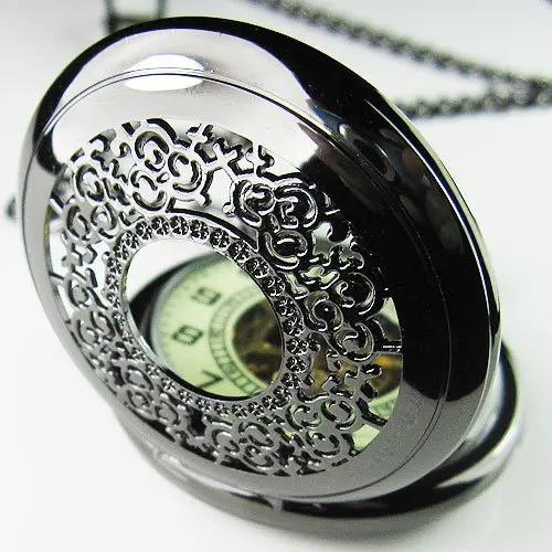 Мужские новые уникальные светящиеся винтажные Серебристые полые механические откидные карманные часы