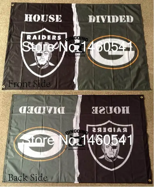Oakland Raiders Green Bay Packers House Divided Flag 3ft x 5ft