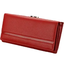 New Fashion Envelope Women Wallet Hasp Solid 100% Genuine Leather Wallet Long Coin Purse