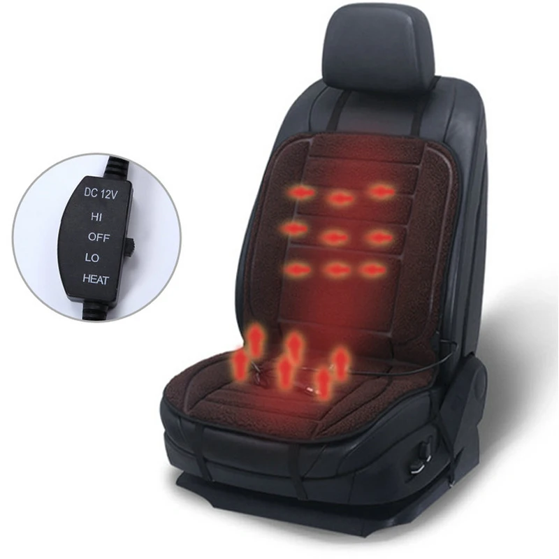 Car Seat Warmer Cushion Plush Heated Seat Cover Auto 12V Heating Heater