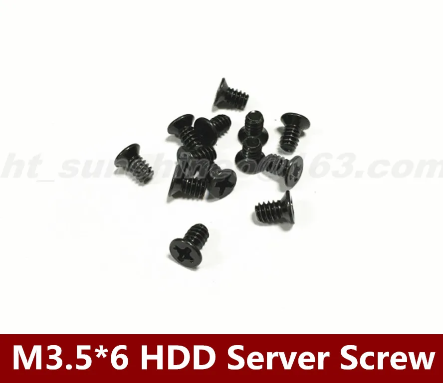 100PCS/LOT Computer Hard disk Flat Head Screws Cross Bolts Black M3.5*6