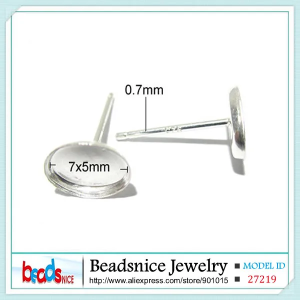 Beadsnice ID27259 стиль Сережка-гвоздик, Пост Серьги овальные подходят 7x5 мм Серьги установка кабошон