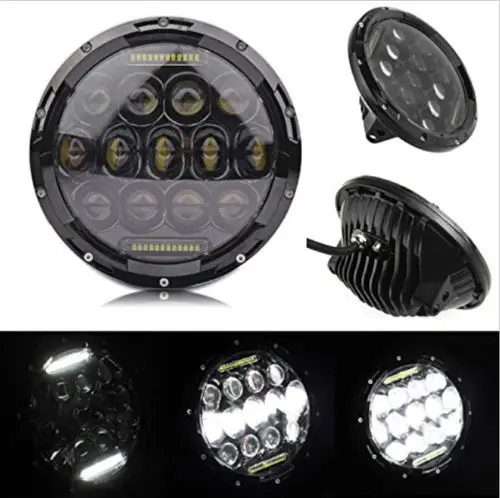 2 PCS Black 7 Inch Round Headlamp 75W High Beam 35W Low LED Headlight with DRL For J eep Hummer FJ Defender Harley | Автомобили и