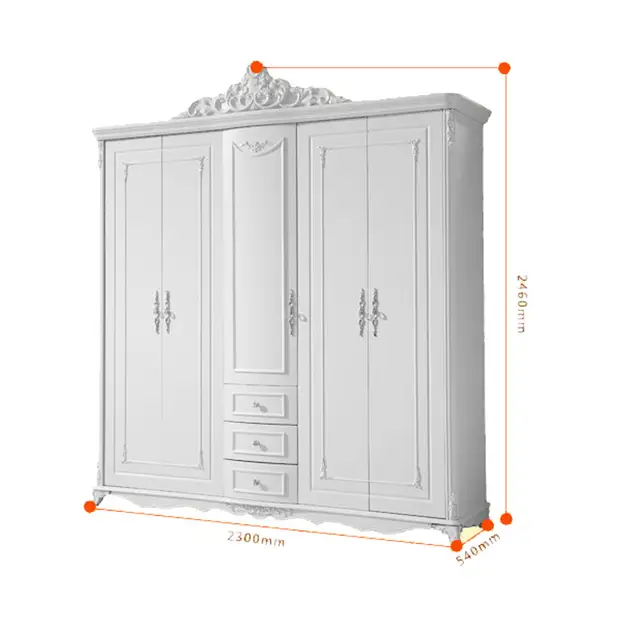 French Style Wardrobe Closet Wardrobe Ivory Carving Five French