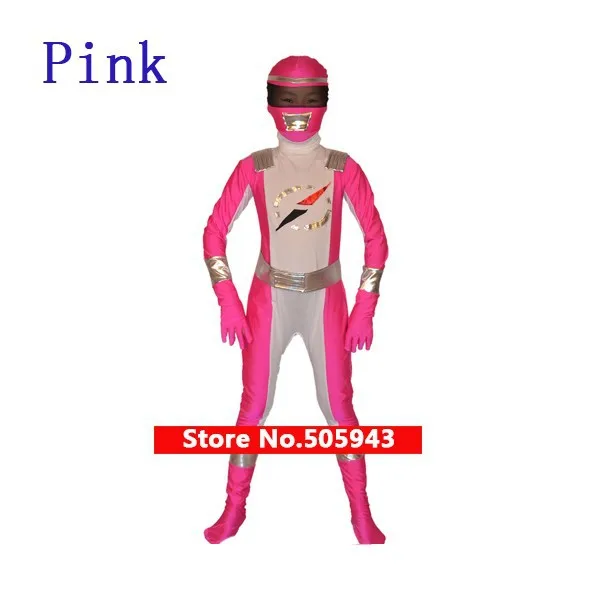 Free Shipping Cheap Wholesale Children Full Body Power Ranger Superhero Lycra Zentai Suit Halloween Costume KC2017 (4)