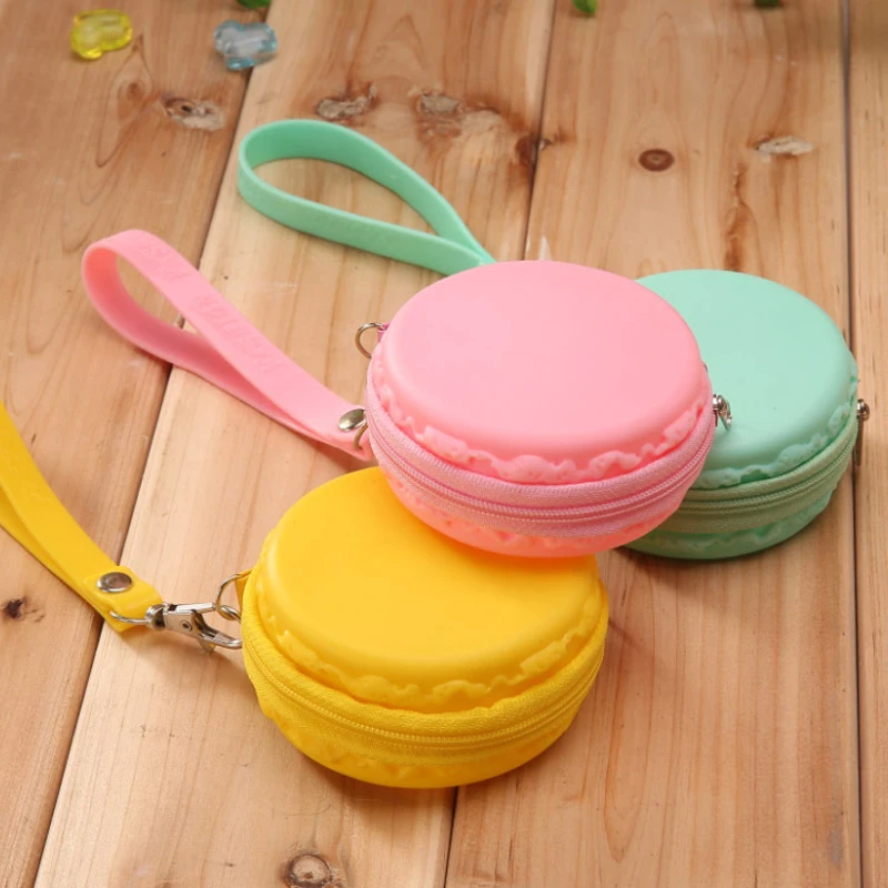 

200pcs/lot Women Girls Baby Cute Fashion Macaron Cake Shape Silicone Waterproof Coin Bag Pouch Purse Wallet Kawaii Purse