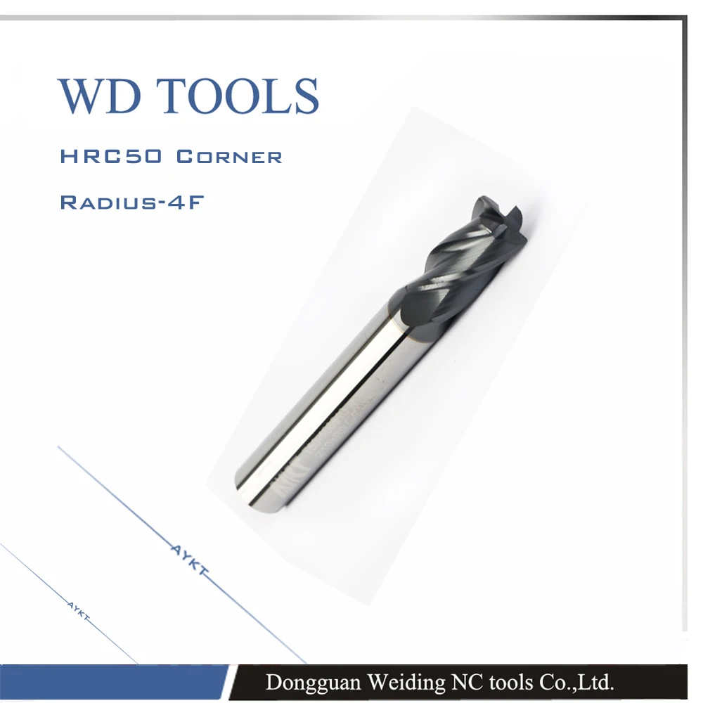 1* 50L* 4D* 4 10 шт. HRC50 Карбид угловой радиу фреза для продажи