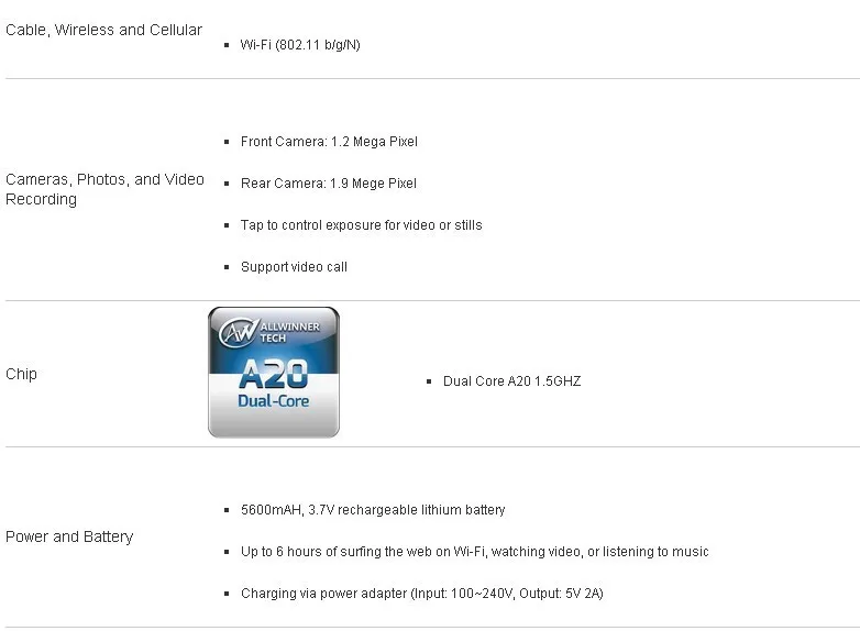 Boda завод планшеты 1" Android 4,2 8G планшетный ПК, двухъядерный Allwinner A20 1,2 ГГц 1G емкостный сенсорный экран HDMI Wifi