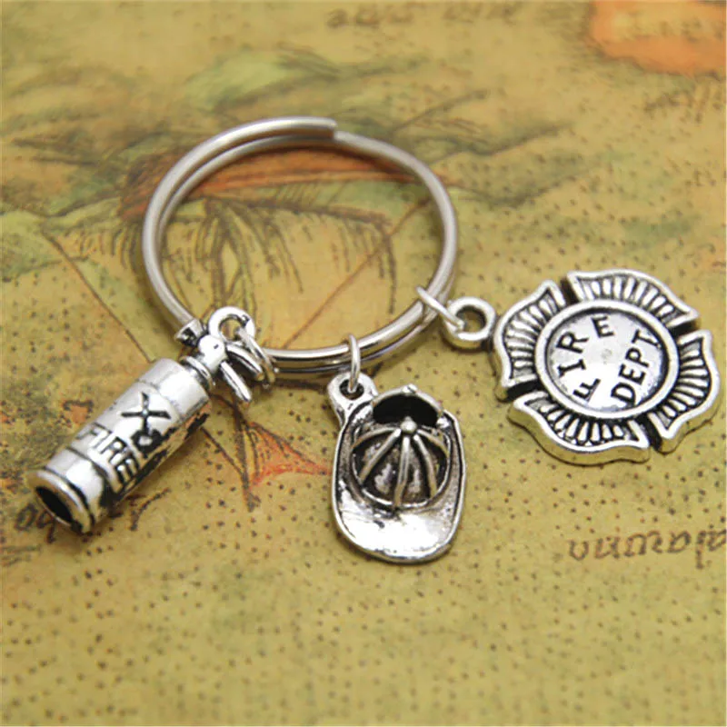 12 шт./лот пожарный отдел брелок Шарм ювелирные изделия пожарный|charm keychain|keychain