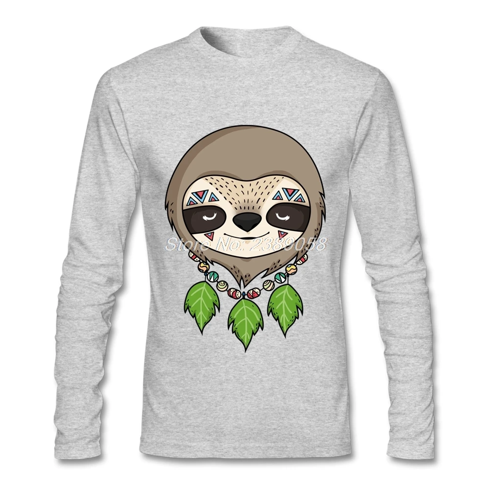 Men's T shirt Luxury Brand Funn Sloth Head tshirt Clothing Long Sleeve Man | Мужская одежда