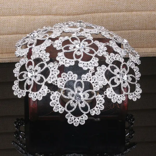 Luxo total de cristal headbands Folha de prata Coroa Tiara Do Casamento de Cristal Liga Rainha Princesa Coroa de Noiva Acessórios Para o Cabelo (12)