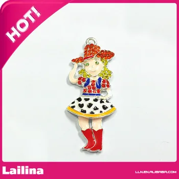 

Quality Rhinestone Cowgirl pendant /Cartoon Girl Pendant for Chunky necklace /NEWEST design pendant