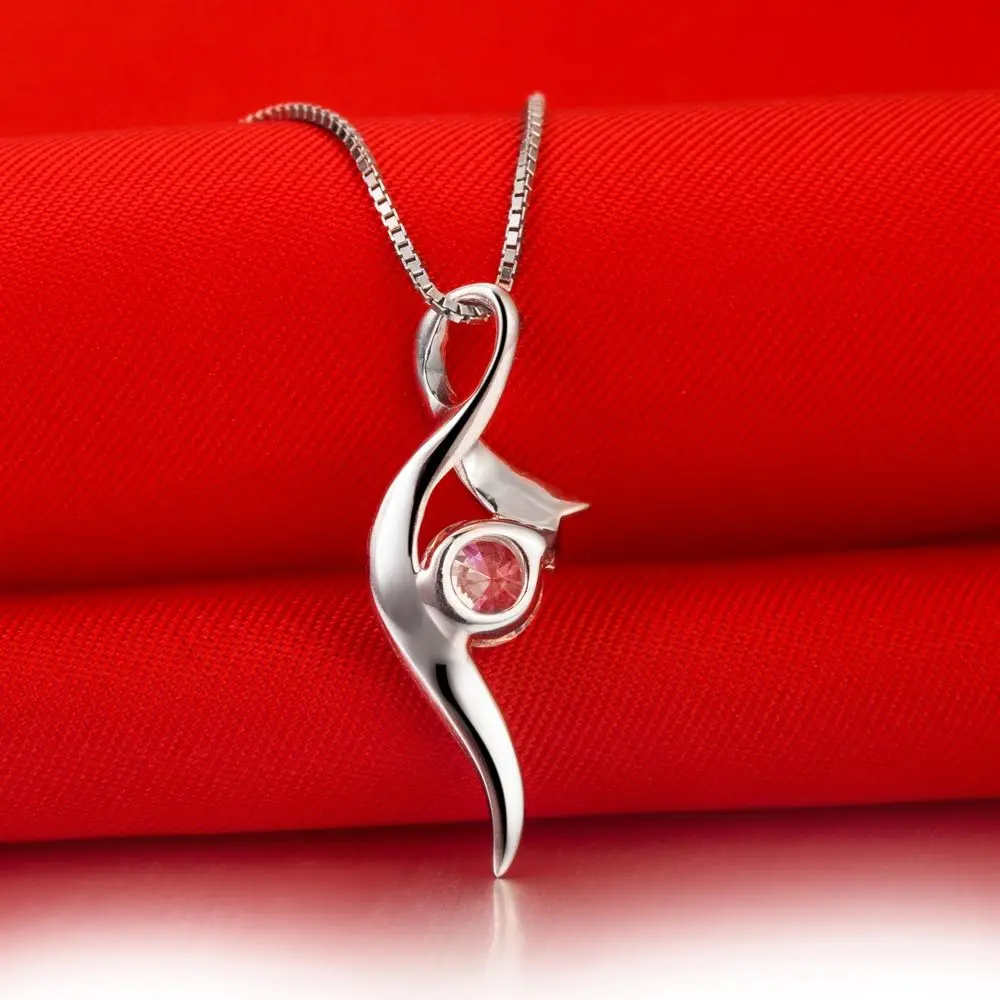 Рекламный брелок Роскошный Белый позолоченный кулон 0.5ct имитированный алмаз Подвеска из серебра лента ожерелье Подвеска для женщин