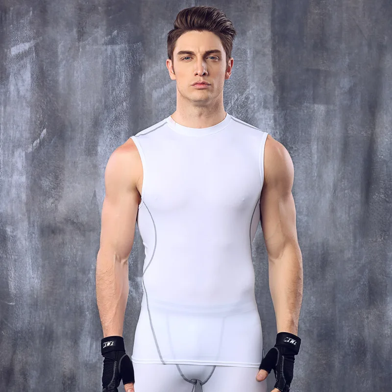 Модный формирователь мужского тела майки для бодибилдинга облегающие эластичные компрессионные быстросохнущие фитнес топы без рукавов MA27