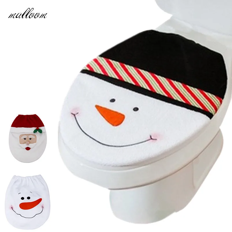 Snowman Toilet Seat Cover and Rug Bathroom Set Christmas Decorationin Toilet Seat Covers from