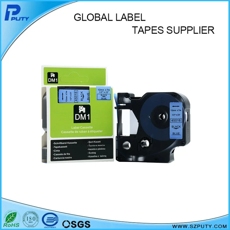 10 шт./лот Совместимость 1/" черный на голубом лента Dymo D1 45016 для Dymo labelmanger принтер этикеток